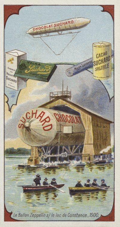 ボーデン湖の飛行船ツェッペリン、1900 作： European School
